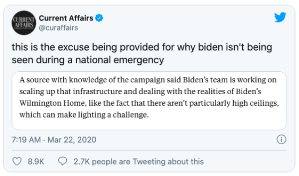 Biden is nowhere to be found.